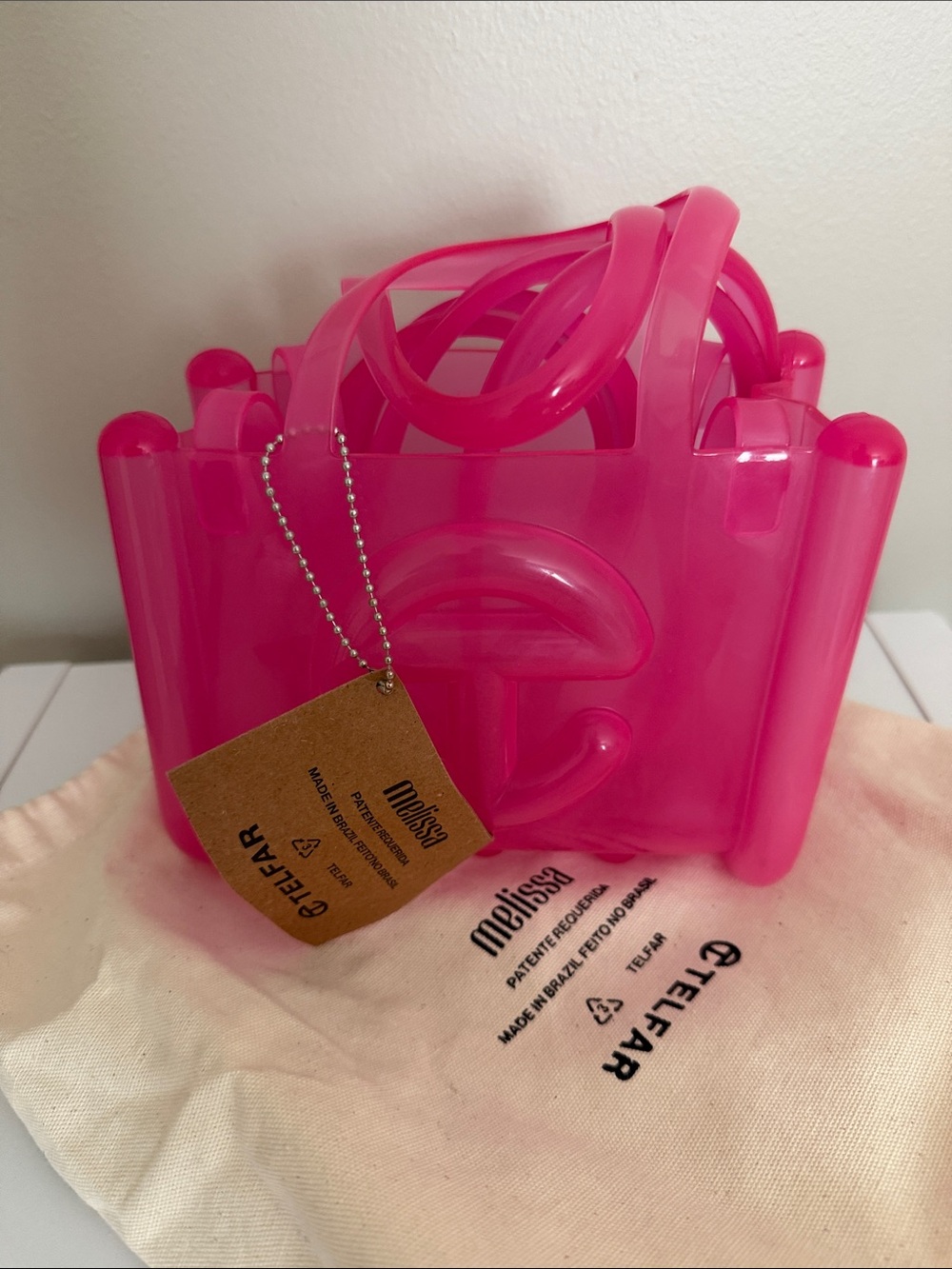 Telfar Melissa Hot Pink Translucent Jelly Tote Small